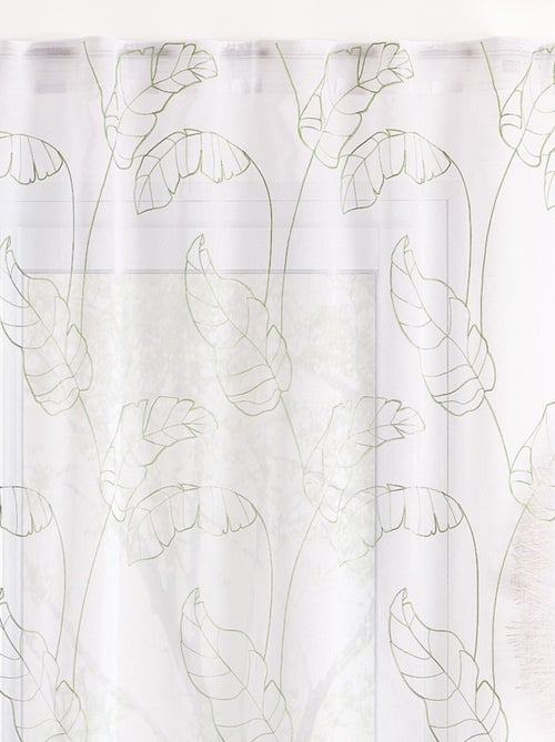 Cortinas de visillo con estampado de hojas y pestañas ocultas - Kiabi