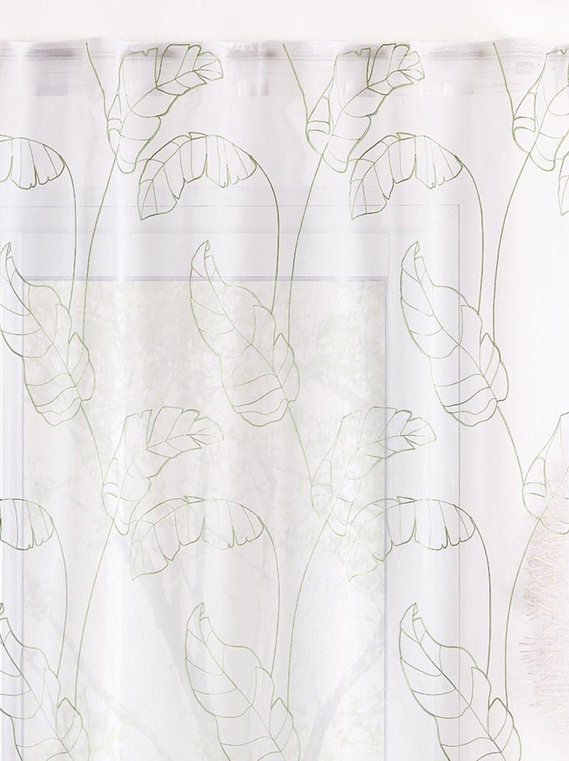 Cortinas de visillo con estampado de hojas y pestañas ocultas Verde - Kiabi