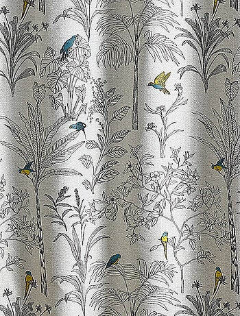 Cortinas filtrantes de jacquard con estampado de flores y loros