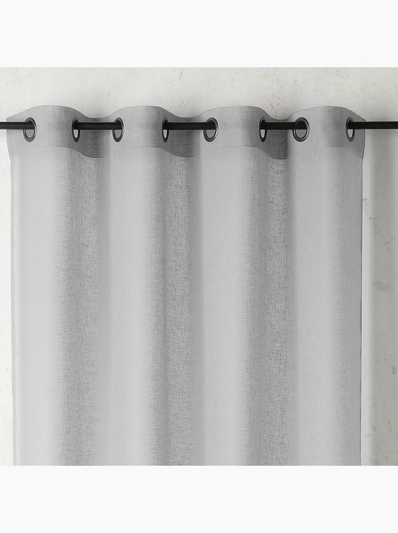 Cortinas lisas y de rejilla de poli/lino Gris perla - Kiabi