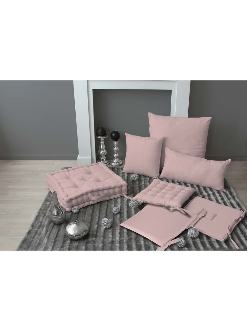 Coussin de sol uni en pur coton rosa - Kiabi