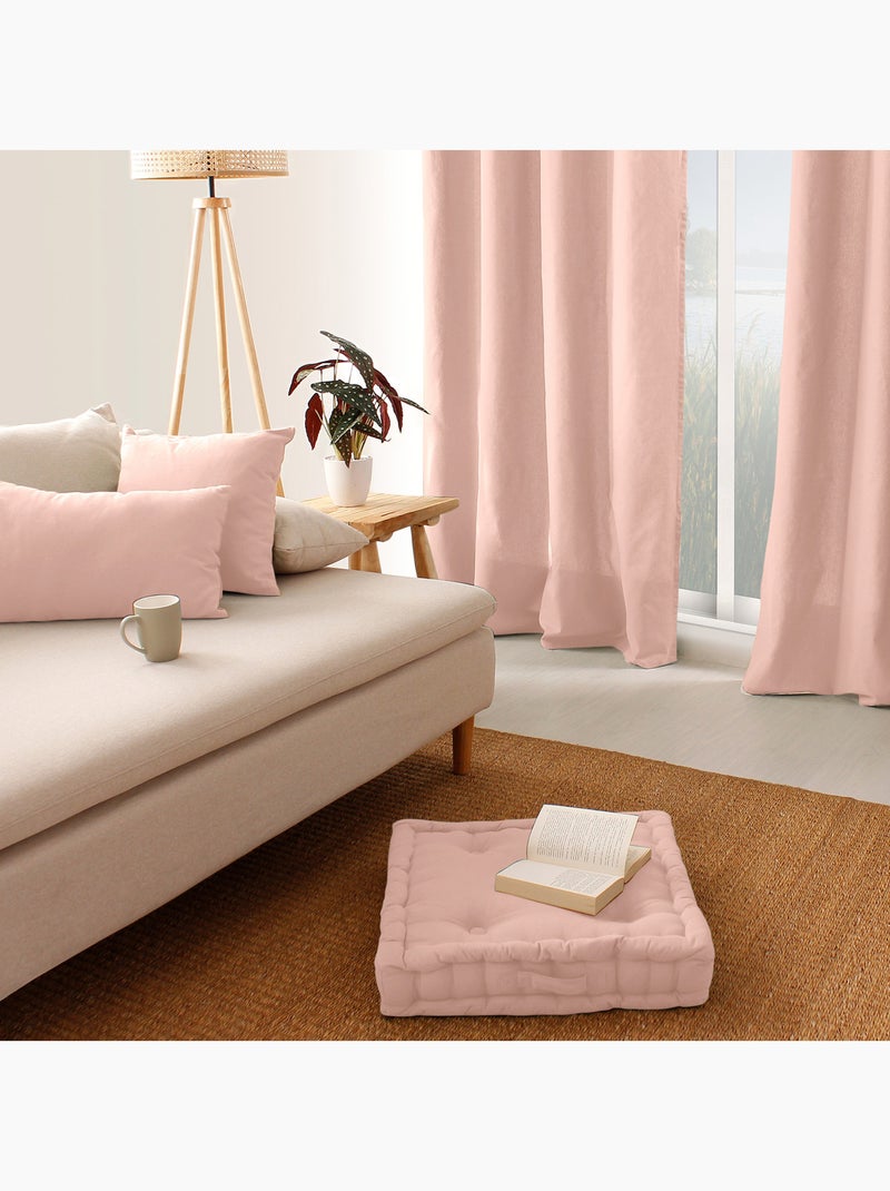 Coussin de sol uni en pur coton rosa - Kiabi
