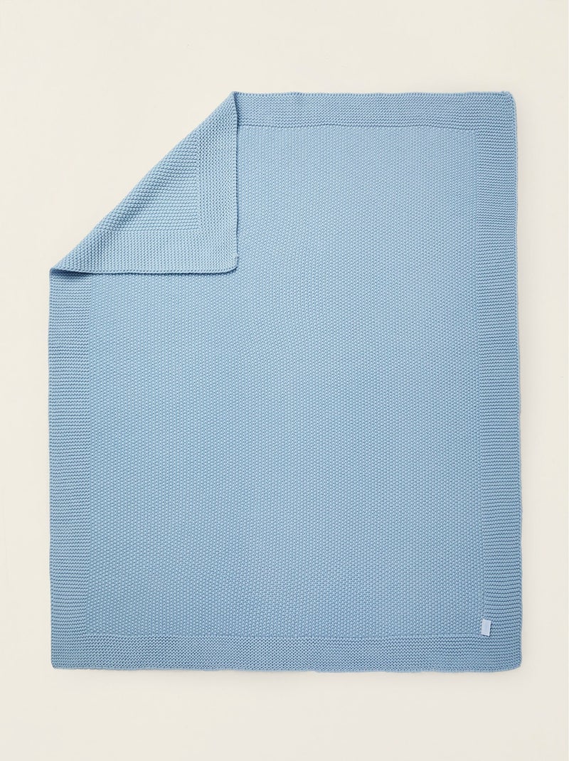 Couverture tricotée 100% coton Azul claro - Kiabi