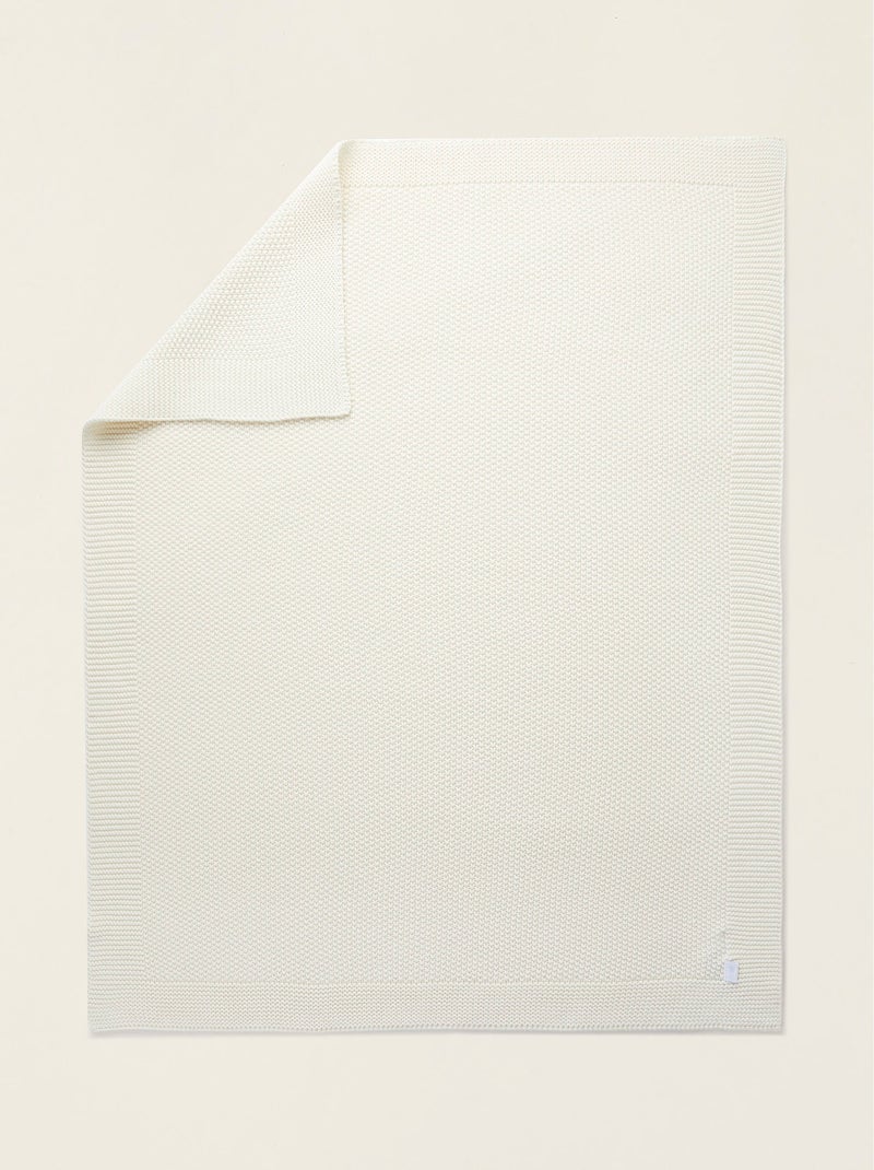 Couverture tricotée 100% coton Blanco - Kiabi
