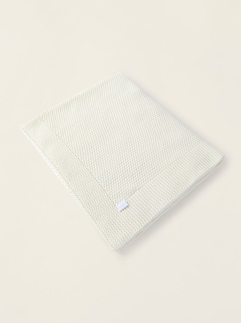Couverture tricotée 100% coton Blanco - Kiabi