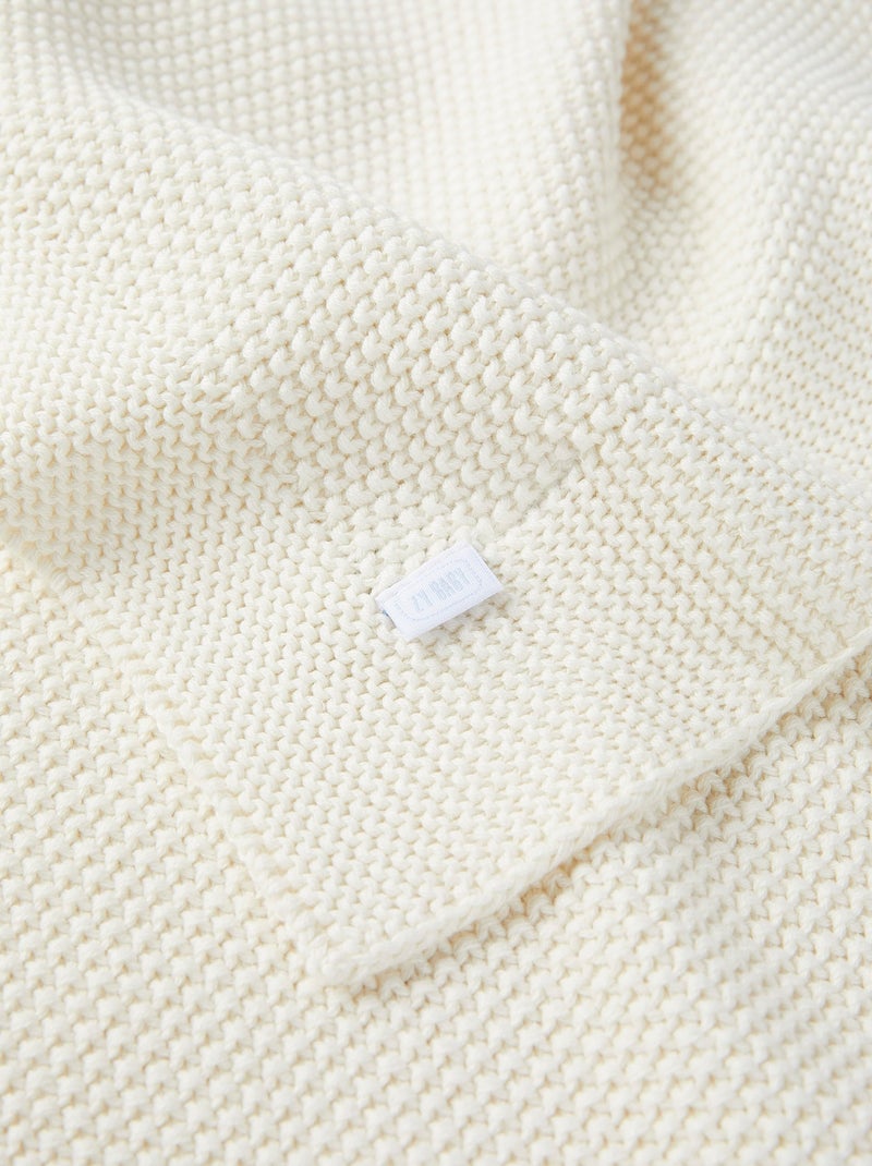 Couverture tricotée 100% coton Blanco - Kiabi