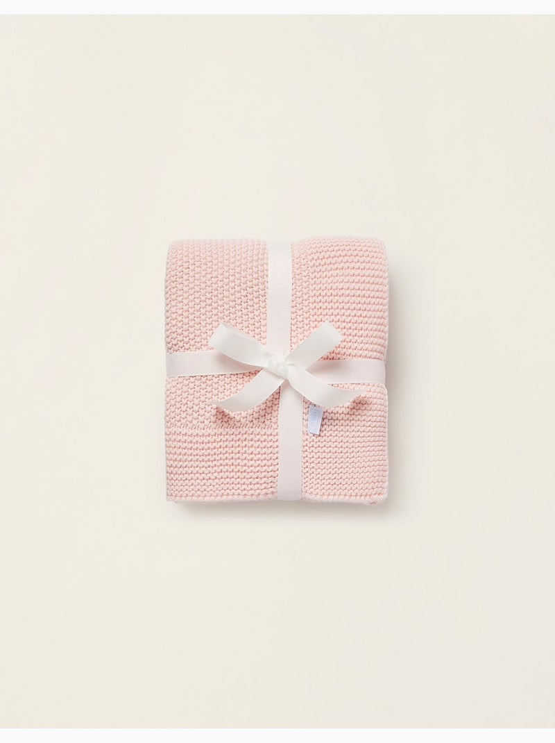 Couverture tricotée 100% coton Rosa claro - Kiabi