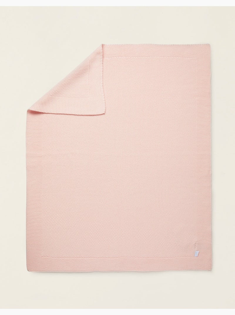 Couverture tricotée 100% coton Rosa claro - Kiabi