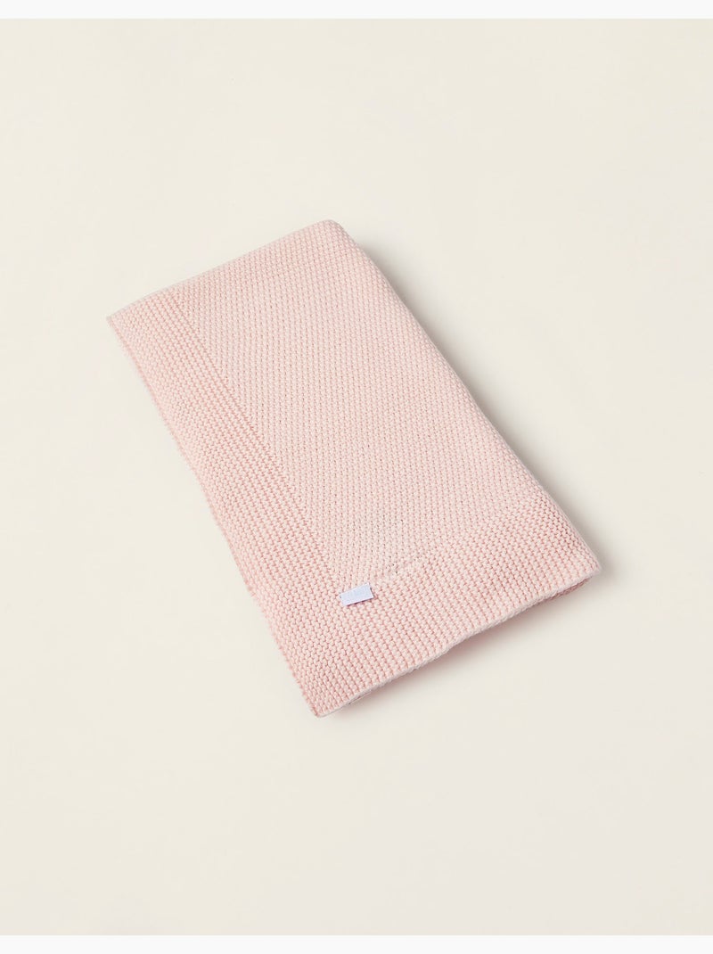 Couverture tricotée 100% coton Rosa claro - Kiabi