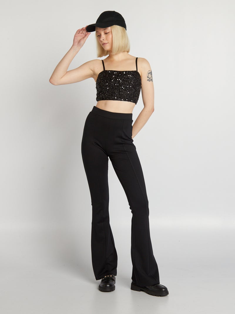 Crop top de lentejuelas negro - Kiabi