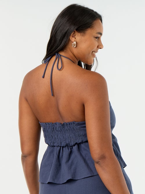 Crop top de lino mezclado con perlas - Kiabi