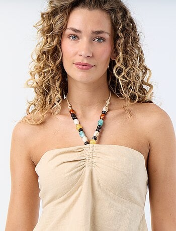 Crop top de lino mezclado con perlas