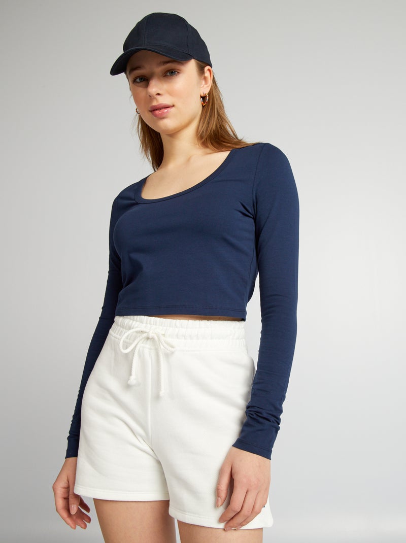 Crop-top de manga larga AZUL - Kiabi