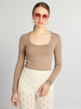Crop-top de manga larga