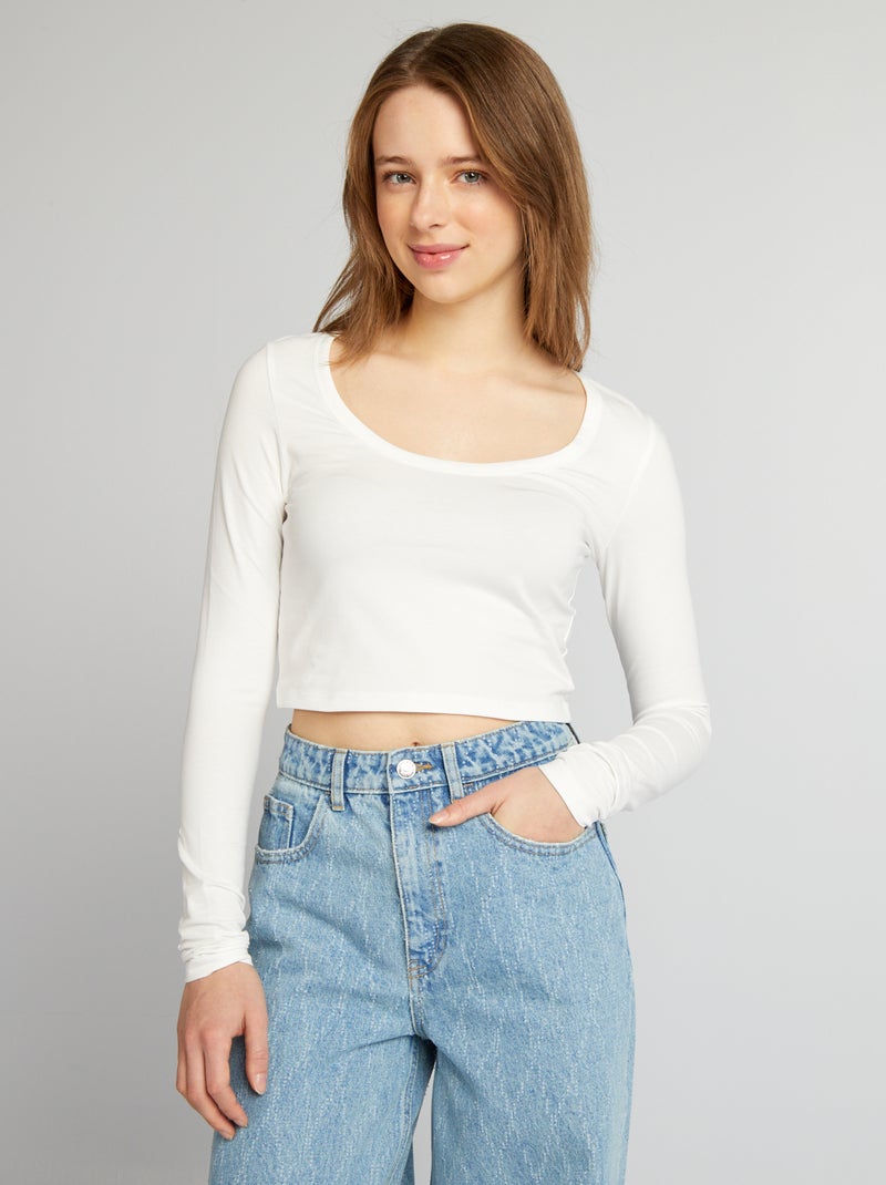 Crop-top de manga larga BLANCO - Kiabi