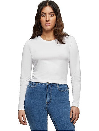 Crop top de manga larga para mujer - build your brand
