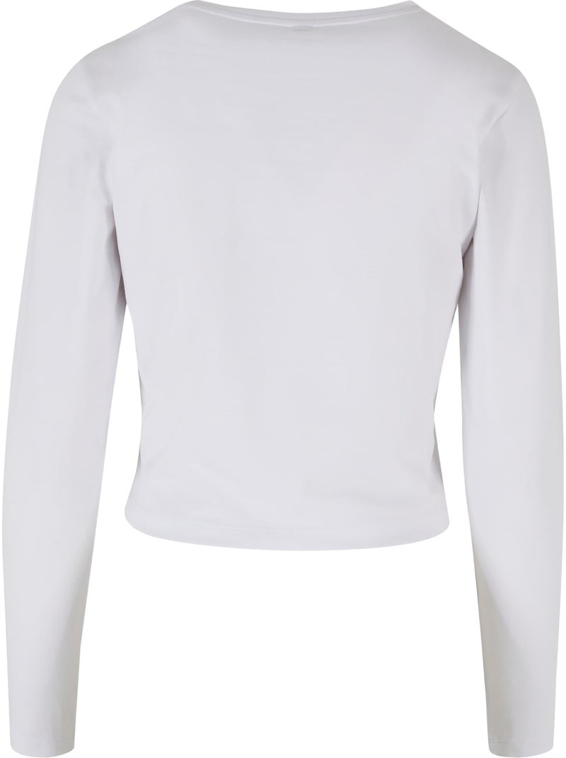 Crop top de manga larga para mujer - build your brand Blanco - Kiabi