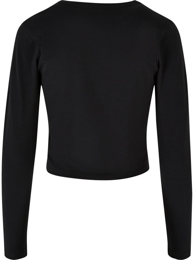 Crop top de manga larga para mujer - build your brand Negro - Kiabi