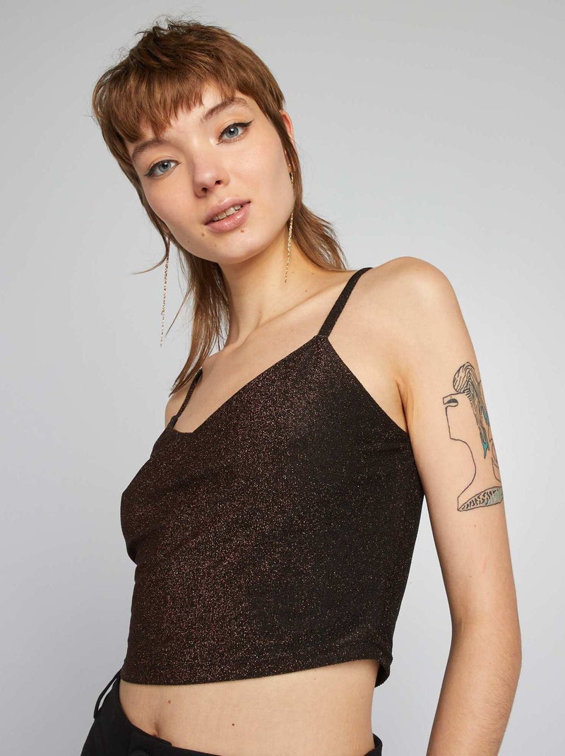 Crop top de punto bisou MARRON - Kiabi