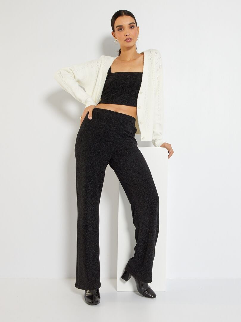 Crop top de punto brillante negro - Kiabi