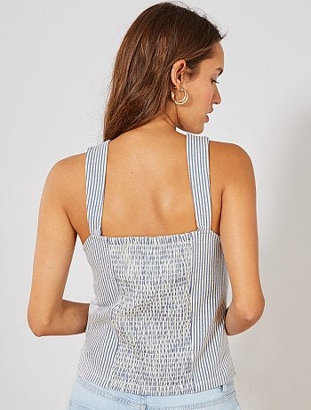 Crop top de tirantes con espalda de nido de abeja - Kiabi