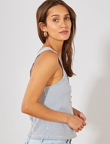Crop top de tirantes con espalda de nido de abeja - Kiabi