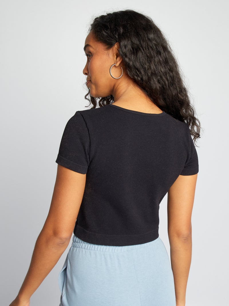 Crop top deportivo seamless negro - Kiabi