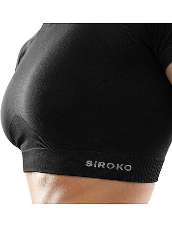 Crop top deportivo sin costuras manga corta mujer fitness mujer attitude