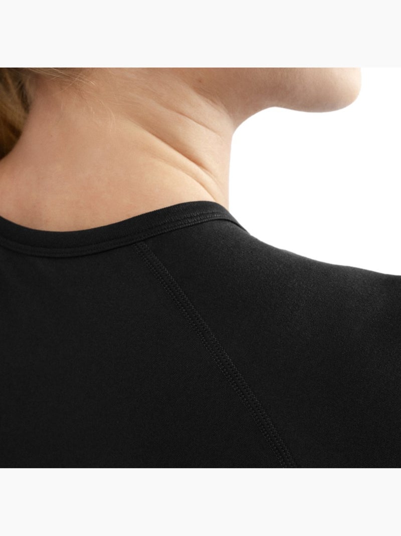 Crop top deportivo sin costuras manga corta mujer fitness mujer attitude Negro - Kiabi