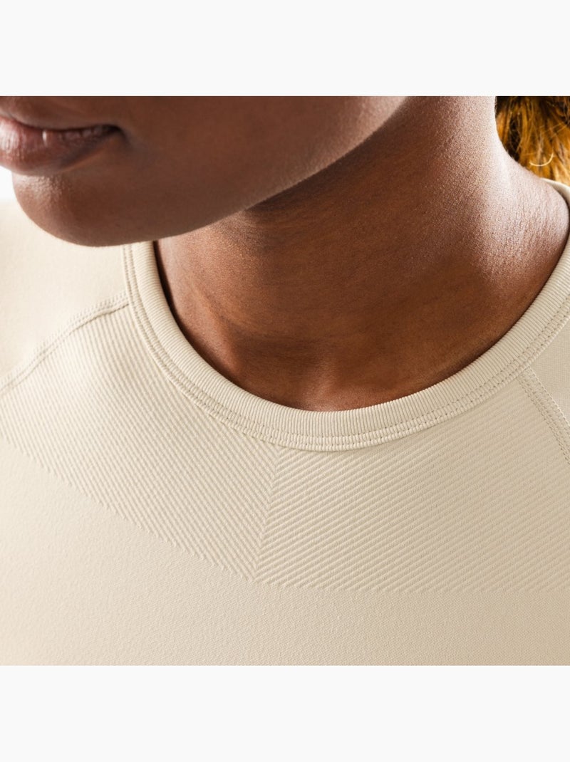 Crop top deportivo sin costuras manga corta mujer fitness mujer steam Beige - Kiabi