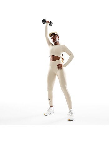 Crop top deportivo sin costuras manga larga mujer fitness mujer victory