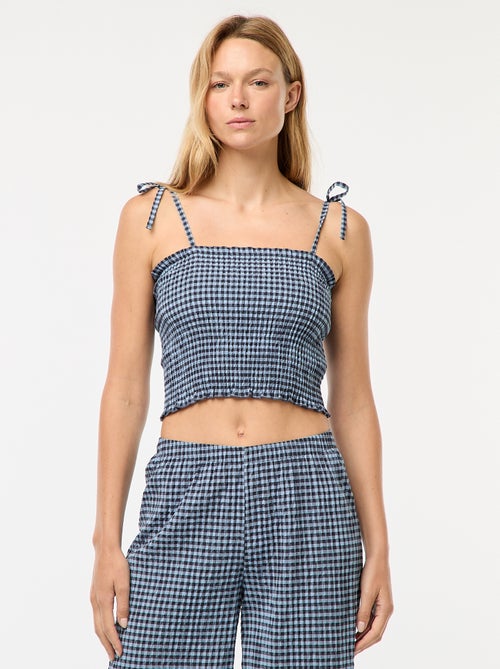 Crop top fruncido con cuadros de vichy - Kiabi