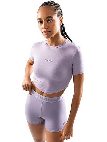Crop top manga corta entrenamiento mujer fitness mujer harmony