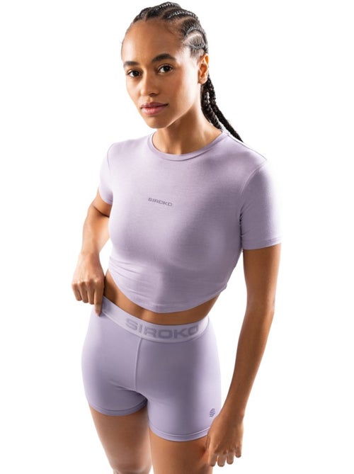 Crop top manga corta entrenamiento mujer fitness mujer harmony - Kiabi Crop top manga corta entrenamiento mujer fitness mujer harmony - Kiabi