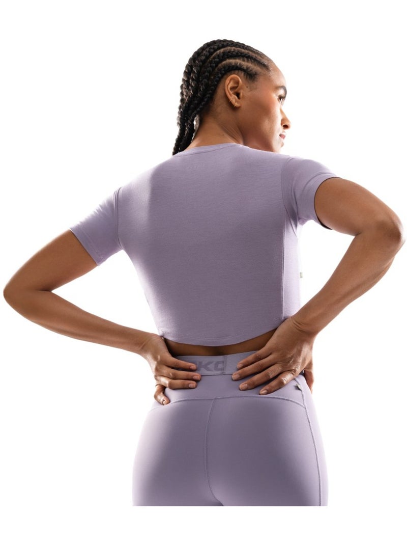 Crop top manga corta entrenamiento mujer fitness mujer harmony Violeta - Kiabi