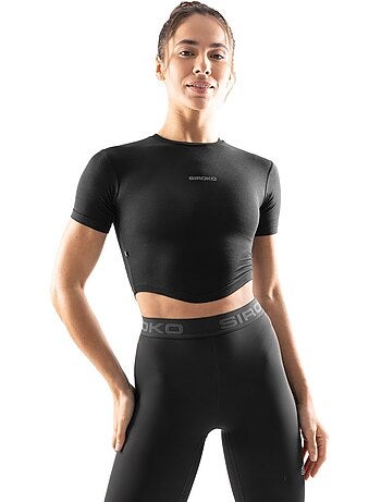 Crop top manga corta entrenamiento mujer fitness mujer sculpt