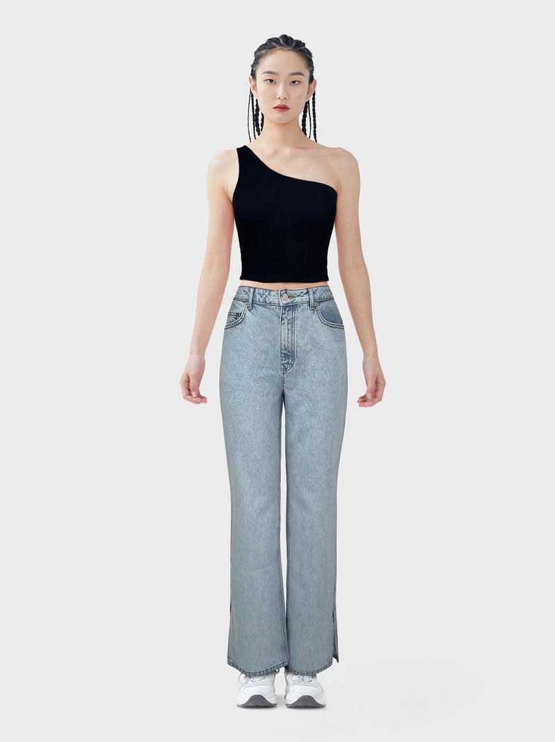 Crop top one shoulder Negro - Kiabi