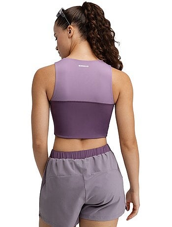 Crop top sin mangas trail running mujer senderismo mujer phoenix lilac