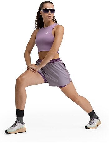 Crop top sin mangas trail running mujer senderismo mujer phoenix lilac