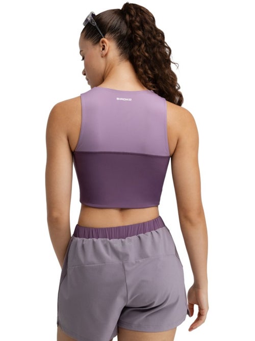 Crop top sin mangas trail running mujer senderismo mujer phoenix lilac - Kiabi