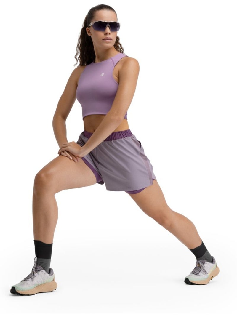 Crop top sin mangas trail running mujer senderismo mujer phoenix lilac Violeta - Kiabi