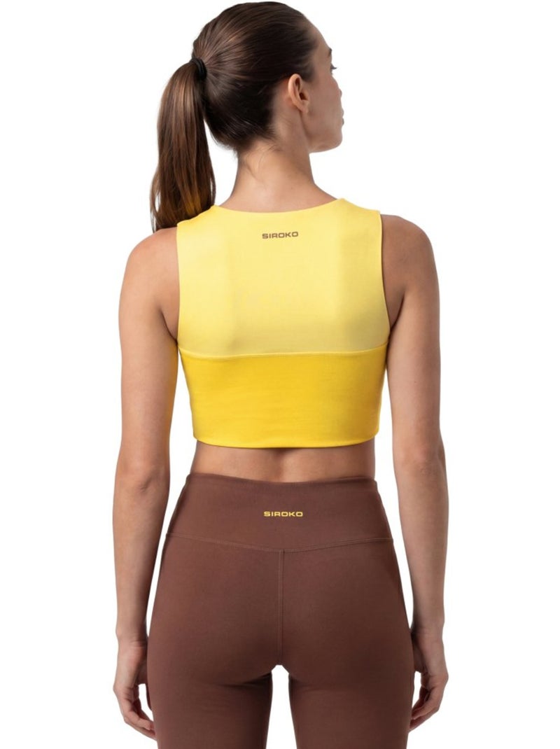 Crop top sin mangas trail running mujer senderismo mujer phoenix-w Amarillo - Kiabi
