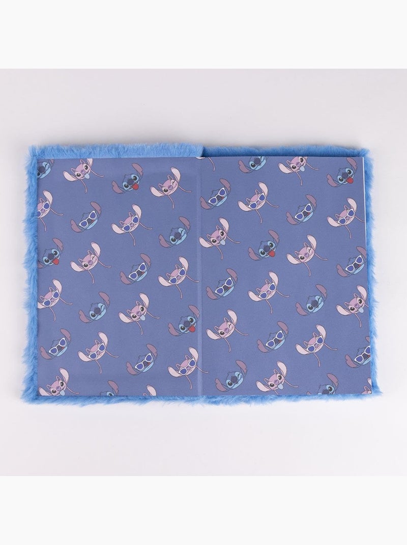 Cuaderno A5 - Stitch - Disney - Cubierta de peluche Azul - Kiabi
