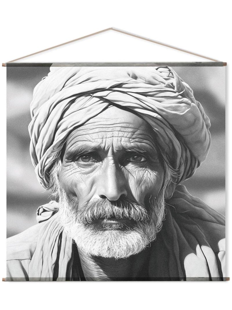 Cuadro mural HOMBRE ANCIANO Negro - Kiabi