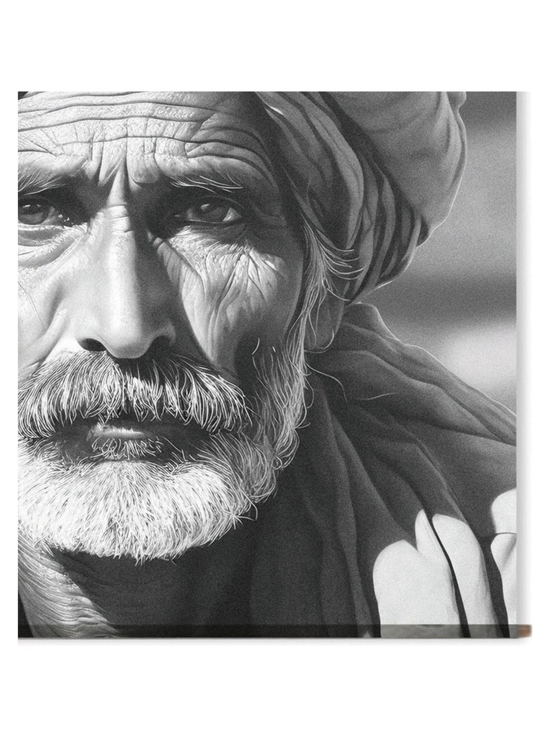Cuadro mural HOMBRE ANCIANO Negro - Kiabi