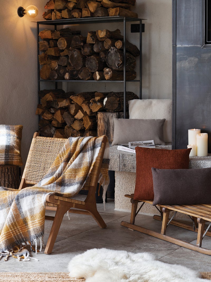 Cuadros escoceses con efecto mohair Amarillo - Kiabi