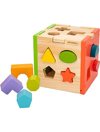 Cubo actividades encajar piezas madera WOOMAX