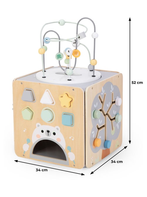 Cubo de actividades Montessori de madera con laberintos y formas - Kiabi