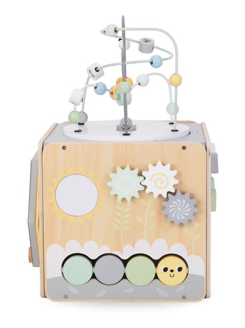 Cubo de actividades Montessori de madera con laberintos y formas - Kiabi