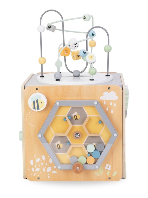 Cubo de actividades Montessori de madera con laberintos y formas - Kiabi
